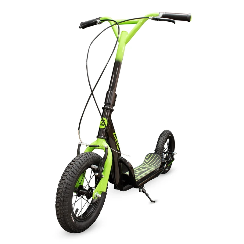 Zinc Radikal BMX Scooter for Kids Ages 6+ – 12 Inch Big Wheel Stunt Scooters with 360 Degree Handlebar Spin, Front & Rear Brakes, Steel Frame, Off-Road Tyres, Green & Black