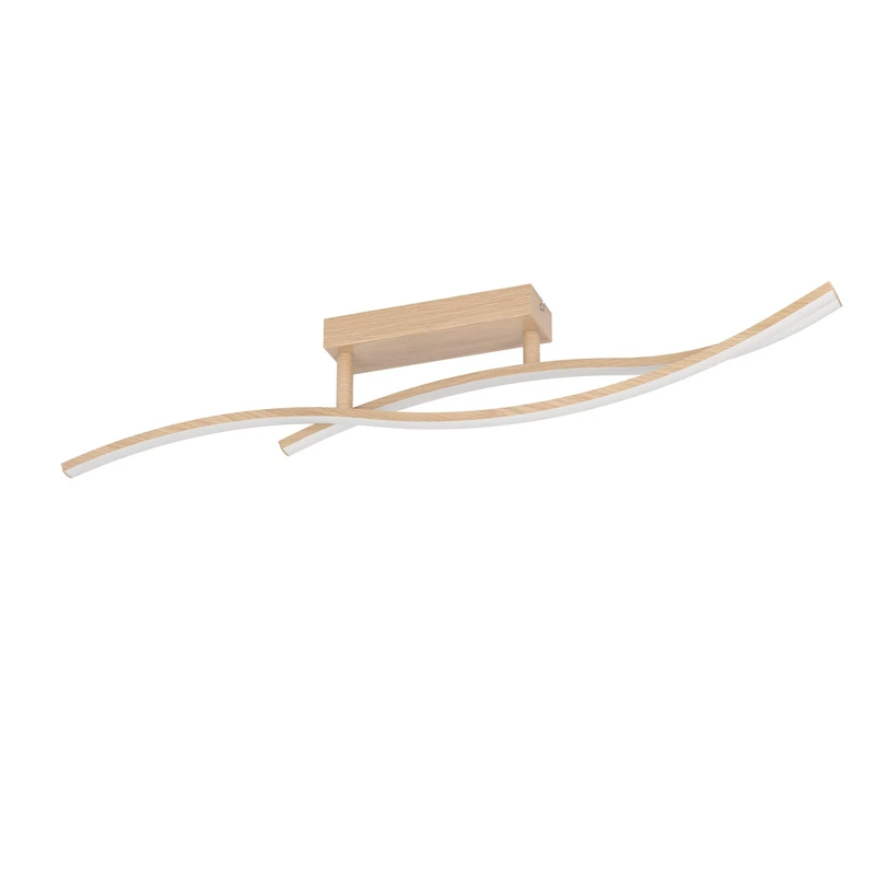 Eglo LED Ceiling lamp Grisolia, Curved Ceiling Light Fitting, Living Room Lighting Made of Metal and Plastic in Wood Look, Neutral White, L 84.9 cm