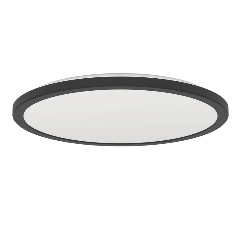 Eglo LED Ceiling Light Fitting Rovito, Round Ceiling lamp with Remote Control, Bathroom Lighting, Flush luminaire Made of Plastic in Black and White, Warm White-Cold White, IP44, Ø 39 cm