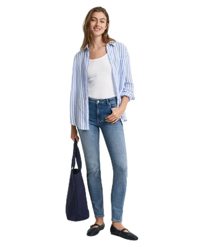 GANT Women's Slim Super Stretch Jeans, SEMI Light Blue Worn in, 27W x 32L