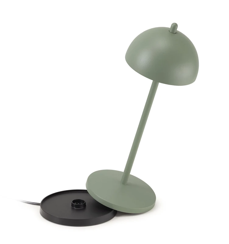 LVL - La Ville Lumière EvaG Rechargeable Wireless Table Lamp - LED Lamp with Touch Dimming for Indoor/Outdoor Use IP65 - Light Temperature from 2200 to 3000K, Long-Lasting, Aluminum, Sage Green