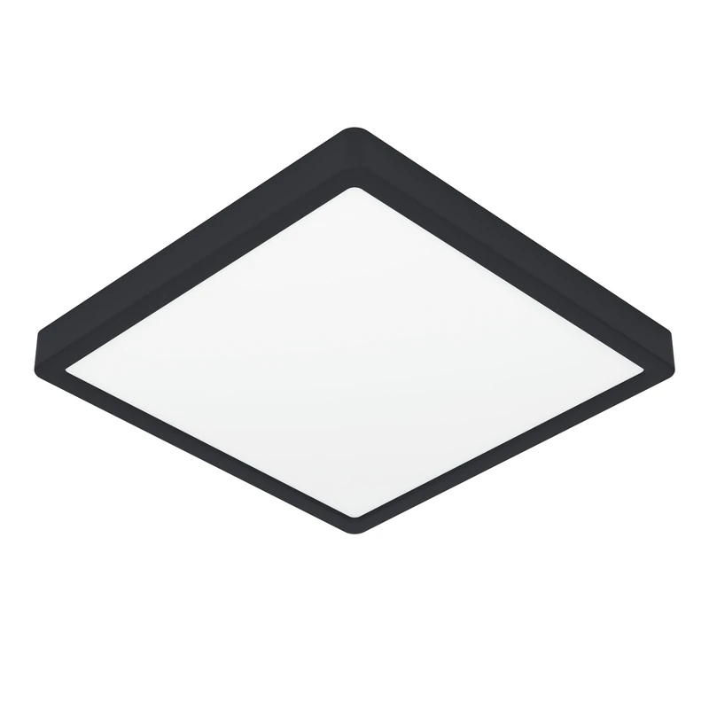 Eglo LED Ceiling Light Fitting Fueva 6, Square Ceiling lamp, Bathroom Lighting, Flush luminaire Made of Plastic in Black and White, Warm White-Cold White, IP44, 29 x 29 cm