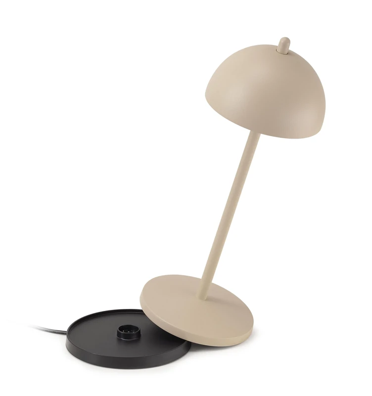 LVL - La Ville Lumière EvaG Rechargeable Wireless Table Lamp - LED Lamp with Touch Dimming for Indoor/Outdoor Use IP65 - Light Temperature from 2200 to 3000K, Long-Lasting, Aluminum, Sand