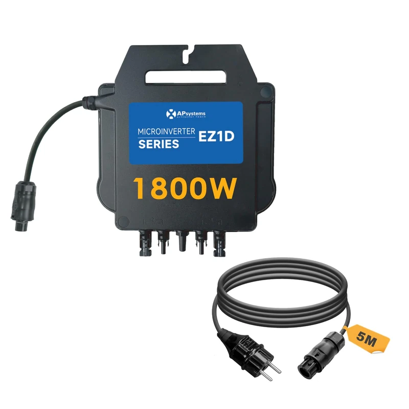 APsystems® EZ1D Micro Inverter 1800W with Integrated WLAN & Bluetooth and VDE Relay, Plug & Play Ideal for Balcony Power Plant (with Connection Cable)
