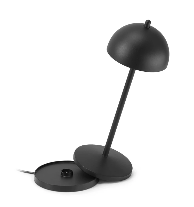 LVL - La Ville Lumière EvaG Rechargeable Wireless Table Lamp - LED Lamp with Touch Dimming for Indoor/Outdoor Use IP65 - Light Temperature from 2200 to 3000K, Long-Lasting, Aluminum, Black