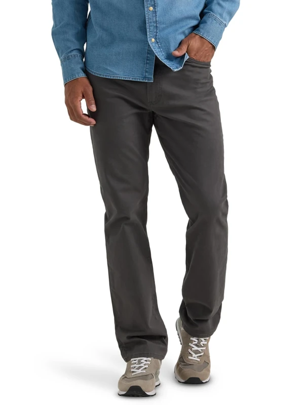 Lee Men's Extreme Motion Relaxed Straight Jean, Static Gray (Twill), 30W x 30L