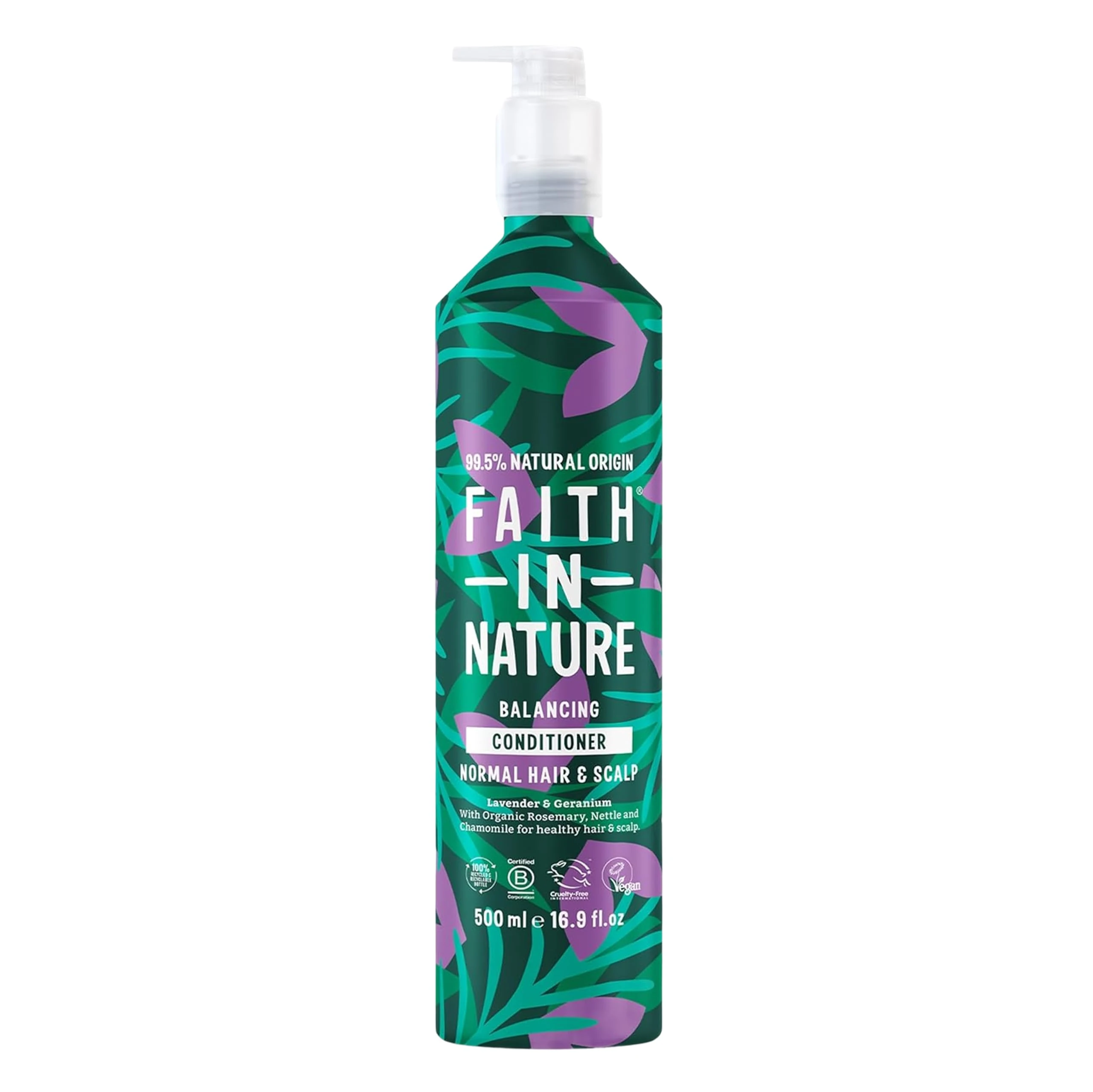 Faith In Nature 500ml Metal Bottle Lavender & Geranium Conditioner, Balancing for Normal Hair & Scalp, Vegan & Cruelty Free, No SLS, Silicones or Parabens