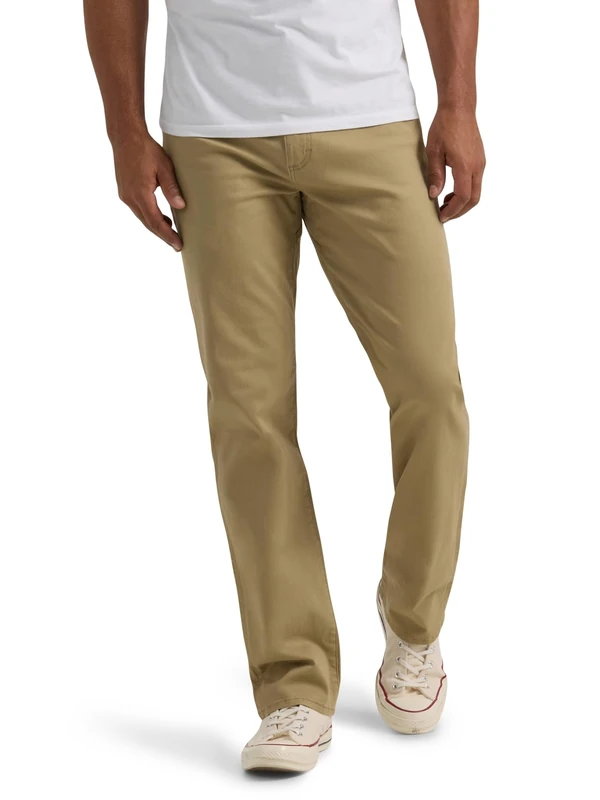 Lee Men's Extreme Motion Relaxed Straight Jean, Kansas City Khaki (Twill), 32W x 34L