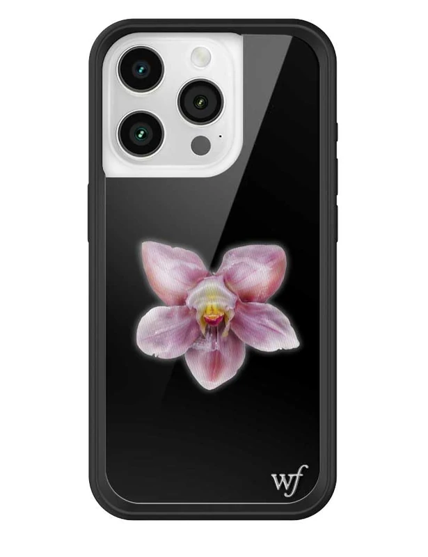 Wildflower Cases - Orchid, Compatible with Apple iPhone 15 Pro | Floral, Black, Purple, Minimalist, Cute, Trendy - Protective Black Bumper, 4ft Drop Test Certified, Women Owned Small Business - Image 1