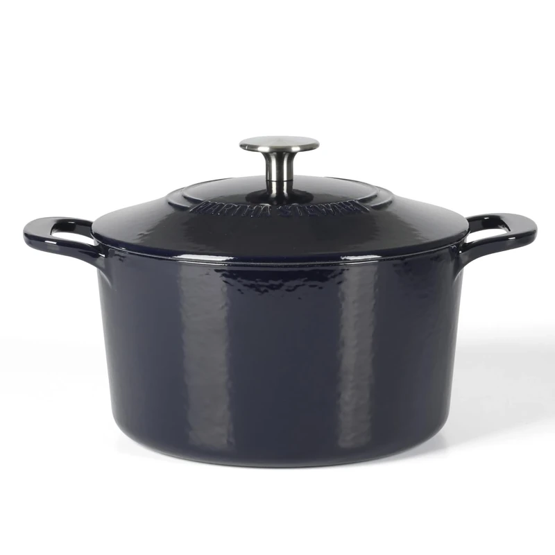 Martha Stewart Gatwick 4 Quart Enamel Cast Iron Dutch Oven - Navy Blue