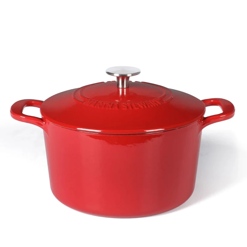 Martha Stewart Gatwick 4 Quart Enamel Cast Iron Dutch Oven - Red