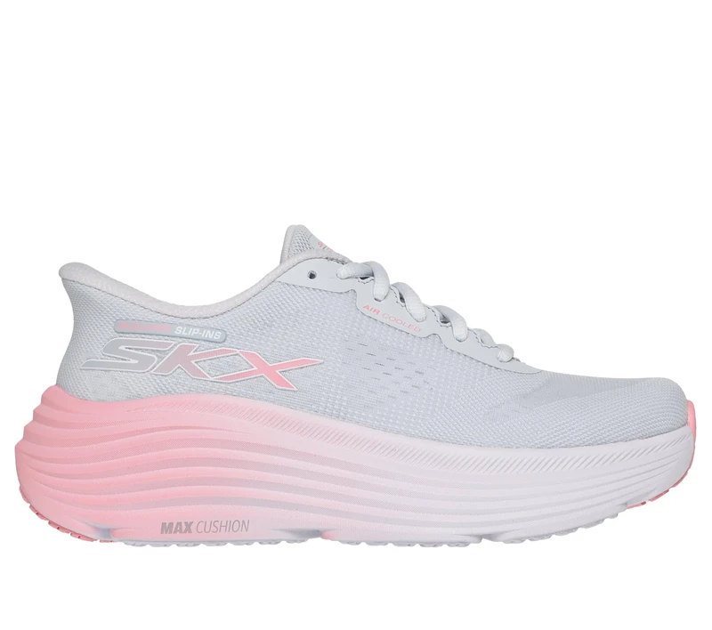 Skechers Women's Max Cushioning Endeavour Hallandale Hands Free Slip-ins Sneaker, Gray/Pink, 10
