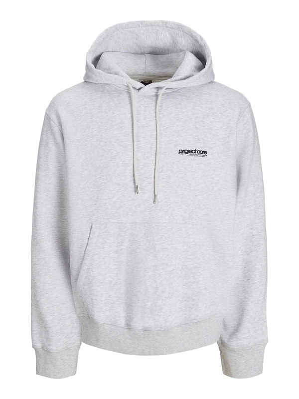 JACK & JONES Men's Jcounion Print Sweat Hood Noos, White Melange, XS