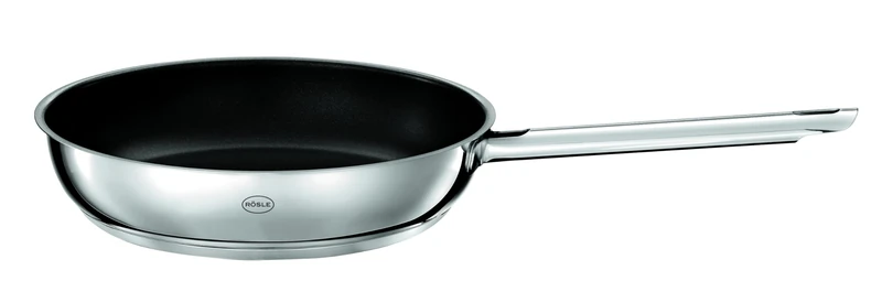 RÖSLE Elegance ProCeraPlus Frying Pan, Non-Stick and Robust, Diameter 20 cm, Heat Resistant up to 260 °C, Ceramic Sealing, Silver, 18/10 Stainless Steel
