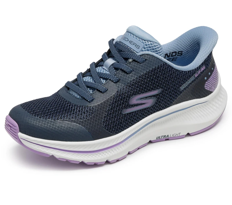 Skechers Women's Go Run Consistent 2.0 Captiva Slip-On Sneakers, Navy Textile/Lavender Trim, 6 UK