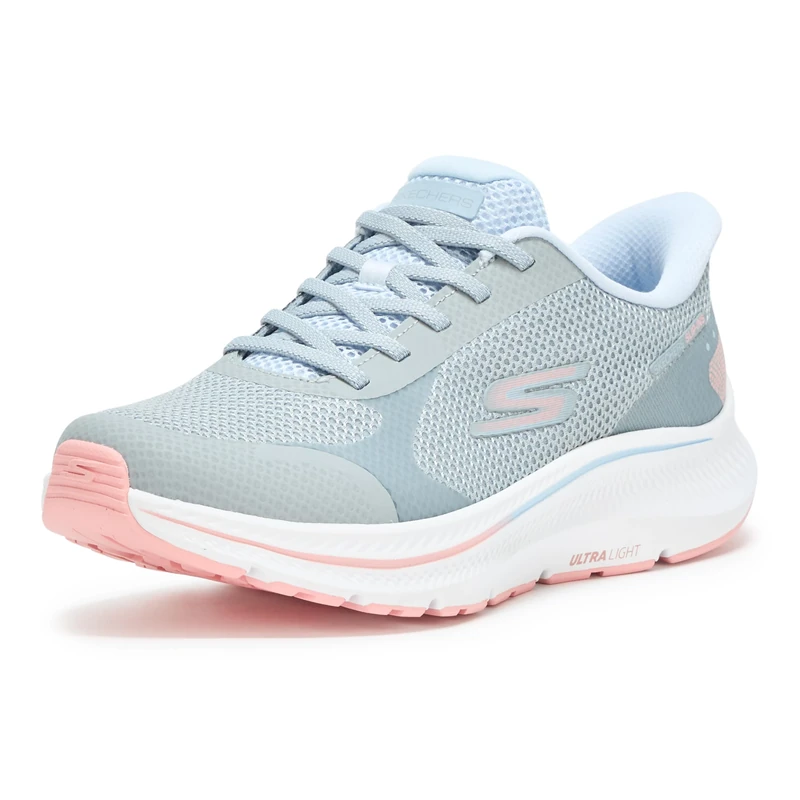 Skechers Women's Go Run Consistent 2.0 Captiva Slip-On Sneakers, Gray Textile/Lt.Blue Trim, 5.5 UK