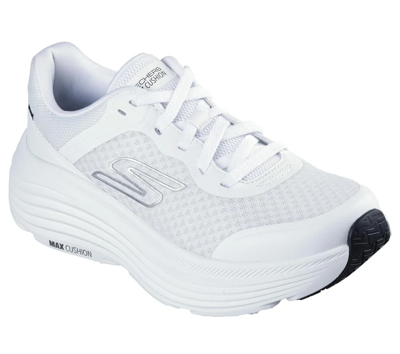Skechers Women's Max Cushioning Endeavour Canova Sneaker, White/Black, 6.5 Wide