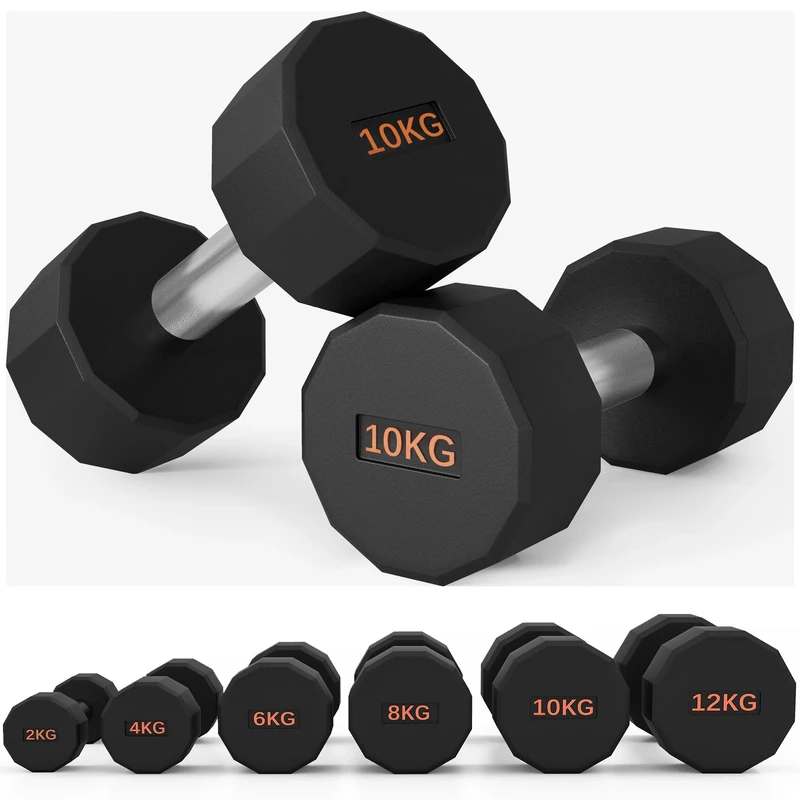SPORTNOW Dumbbells Set, Hand Weights Pair with 12-Sided Shape and Non-Slip Grip for Men Women Home Gym Workout, 2 x 10kg