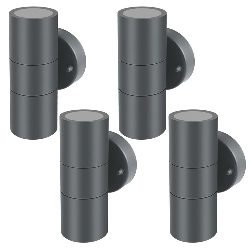 Kerry Outdoor Wall Lights, Up Down Mains Powered Lighting, Anthracite Grey Stainless Steel IP44 Waterproof, Exterior Wall Sconce for Indoor, Front Door, Porch, Garden, Garage - 4 Pack (No Bulb Incl)
