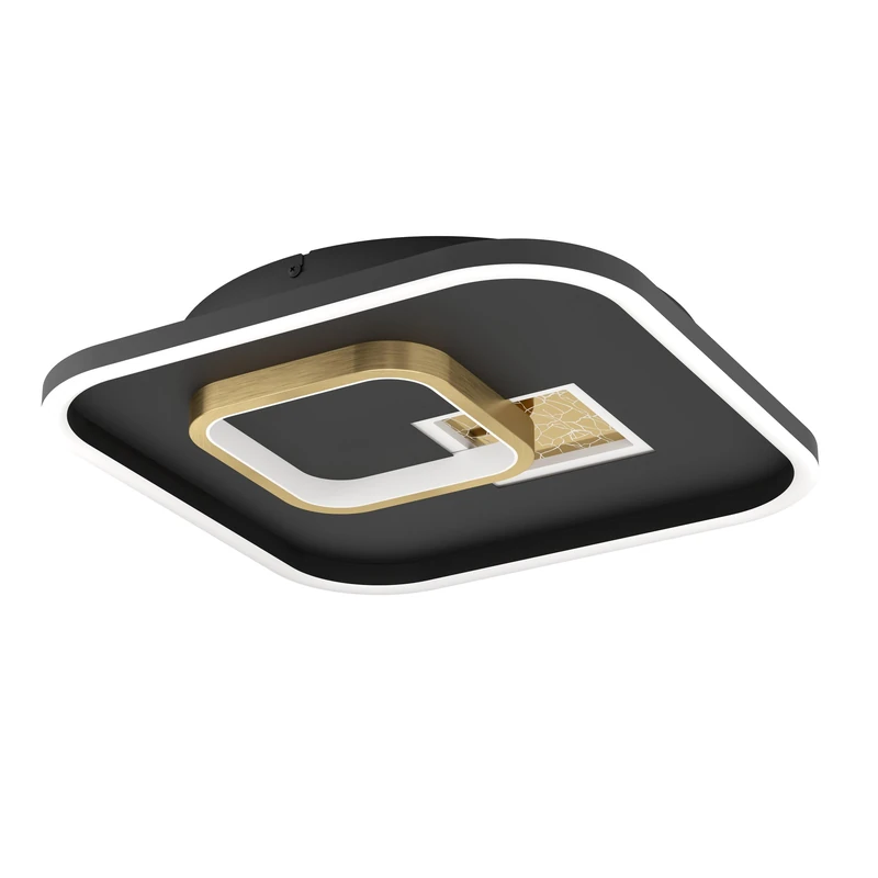 Eglo LED Ceiling Light Fitting Tiriolo, Geometric Ceiling lamp, Living Room Lighting Made of Metal and Plastic in Black and Gold, Neutral White Hallway lamp, 38 x 38 cm