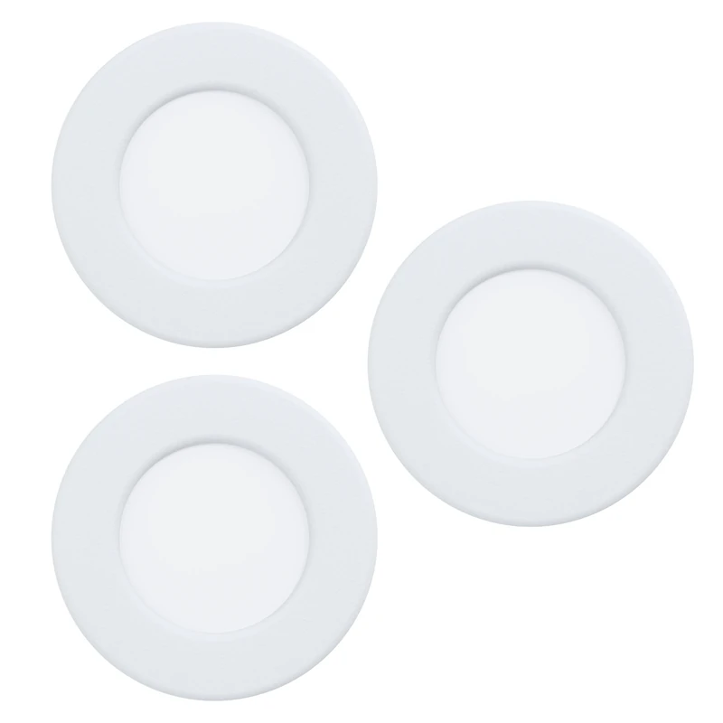 Eglo Connect.z Set of 3 Smart Home recessed LED Bathroom spotlights Fueva 6-Z, Ø 8.6 cm, ZigBee, app and Alexa Voice Control, RGB, Warm-Cold White, dimmable, White Metal Ceiling spot, IP44