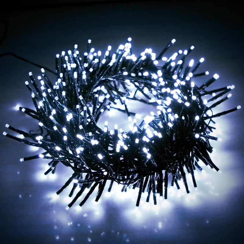 EcoNour Christmas Tree Cluster Lights - 2000 LED - Cool White - 6 Hours Timer, 8 Lighting Modes, Plug-in, Waterproof for Indoor & Outdoor Use - 20m Lit Length