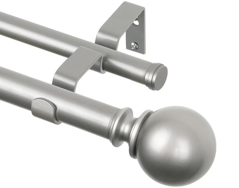 KAMANINA 1 Inch Double Curtain Rod 36 to 72 Inches(3-6 Feet), Antique Silver Curtain Rods for Windows 28 to 48 In, Telescoping drapery Rod for Bedroom, Dual Curtain Window Rod with Round Finials - Image 1