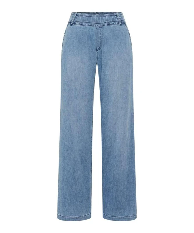 Style Maine Wide Leg Shape in Casual Denim Pull-On Trousers, 28 Used Light Blue, 34W x 32L