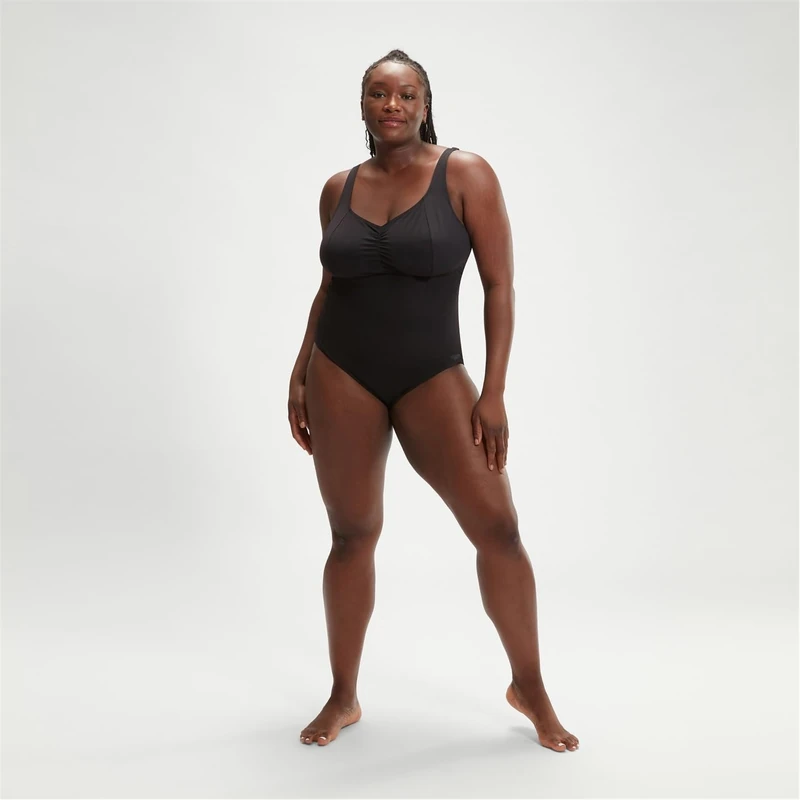 Speedo Women's Plus Size Solid Aquanite One Piece Swimsuit, Black, 40