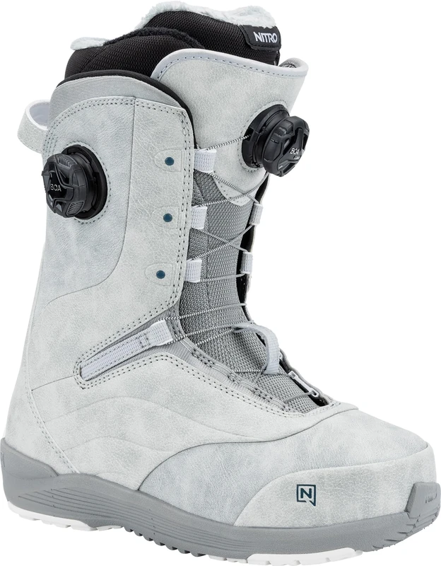 Nitro Women's Crown BOA Snowboard Boots, Grey, 24.5