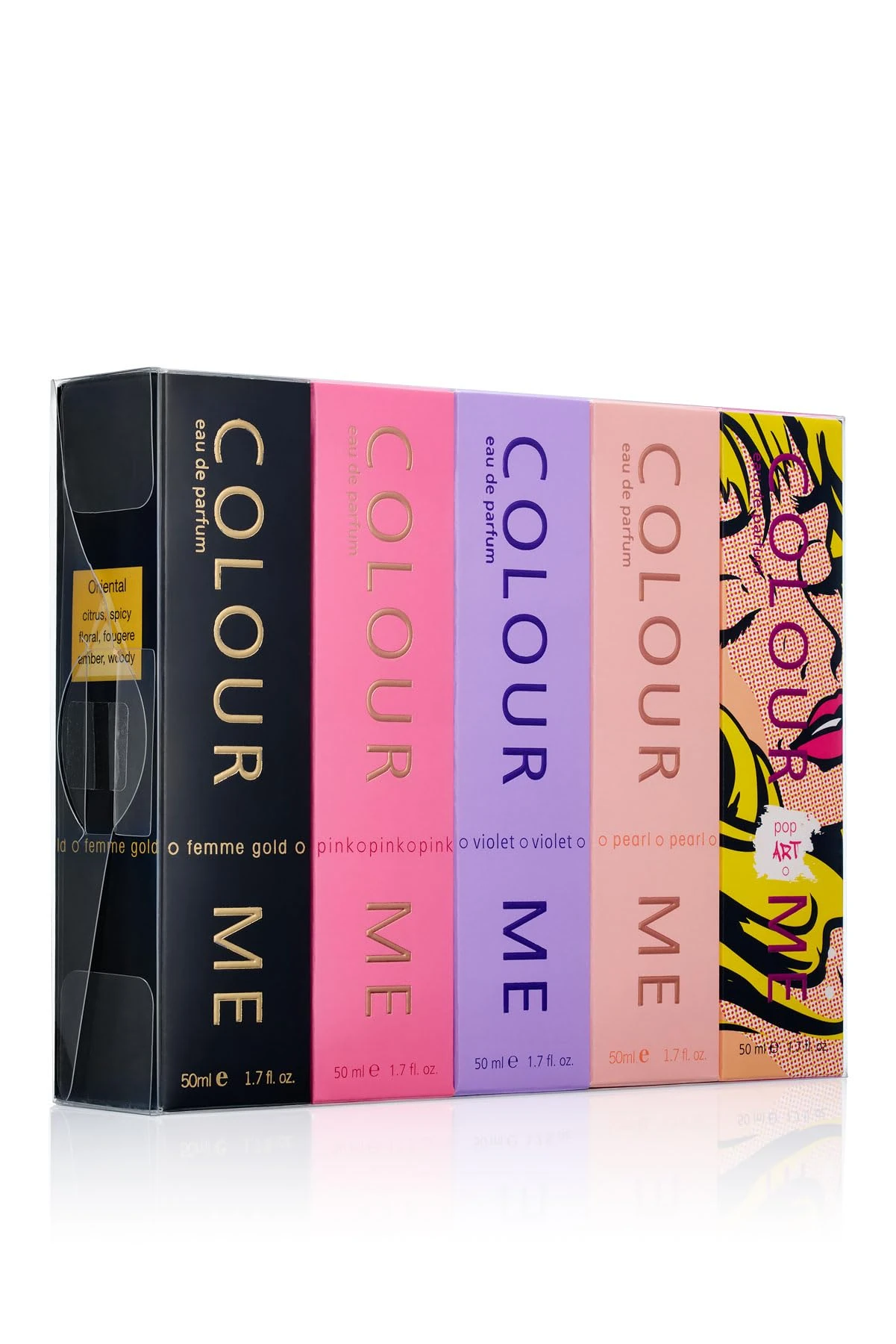 Colour Me Femme Gold/Pink/Violet/Pearl/Pop Art 50ml EDP Quin Gift Set