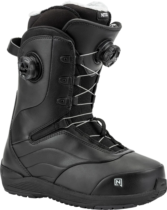 Nitro Women's Crown BOA Snowboard Boots, Black, 28