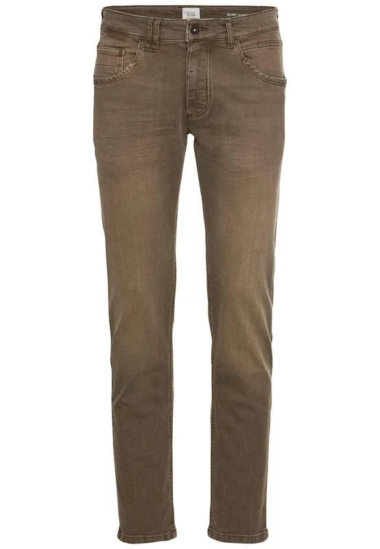 camel active Men's Slim Fit Cotton Jeans, Brown, 34 W/34 L