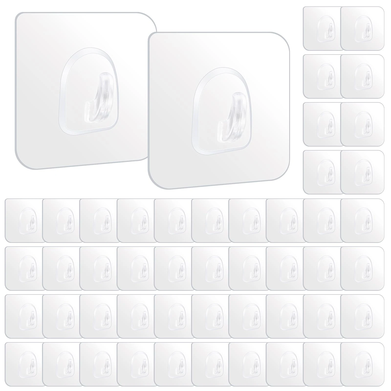 KICQOM Self Adhesive Hooks,Extra Strong Sticky Hooks for Hanging,Heavy Duty Stick On Hooks,Wall Mounted Hooks for Bathroom,Kitchen,Closet,Office,Hanging Coat Cloth Towel Key Decorations(50 Packs)