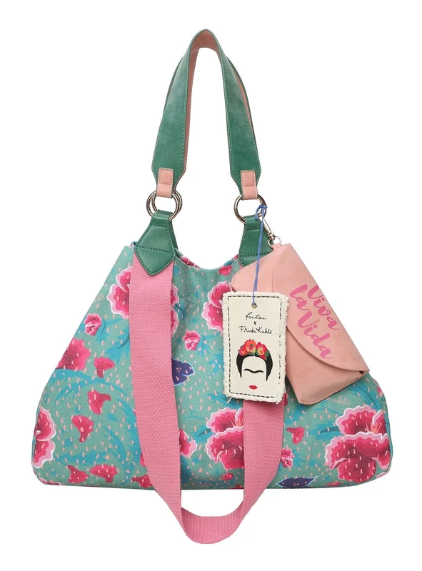 Fritzi aus Preussen Women's Fritzi x Frida Kahlo Izzy Medium Canvas Flower Green Shopper, FLOWER GREEN, One Size