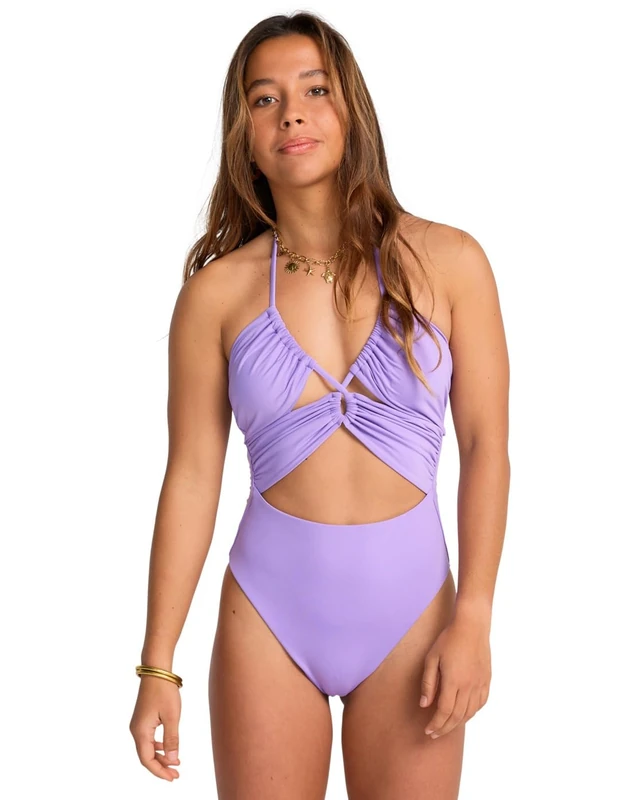 Billabong Bandeau One-Piece Swimsuit SOL Searcher ONE Piece Young Womens Purple L