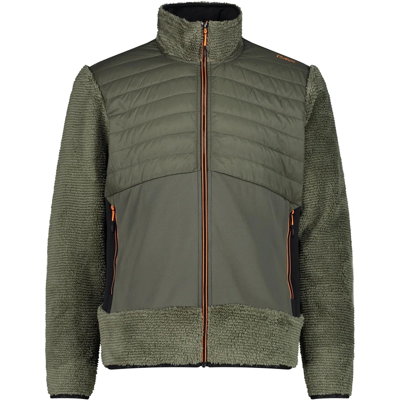 CMP Men's Giacca Da Uomo Ibrida in Pile Highloft Hybrid Fleece Jacket, Olives, 46