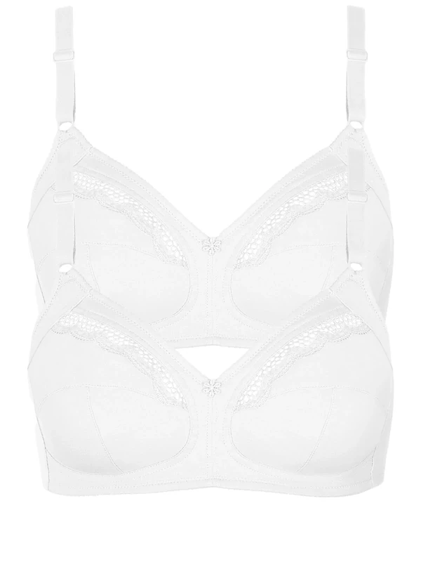 Lisca Women's Pack of 2 Non-Wired Bra Manja 020146 White 40C