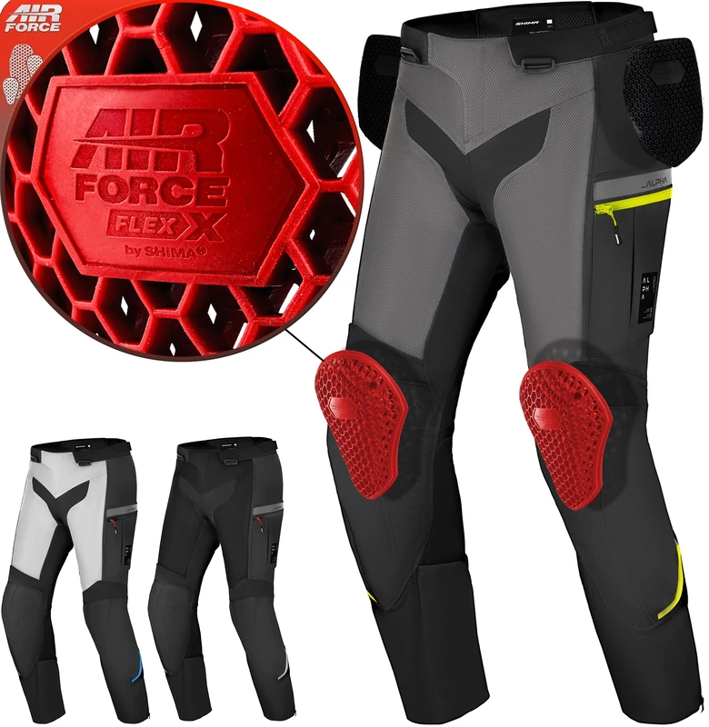 SHIMA ALPHA Motorcycle Trousers for Men AIRFORCE Knee Protectors Motorbike Armoured Waterproof Lightweight Protective Ventilated Reinforced Armored Bike Motorcycle Suit (Mens, Fluo, 3XL)