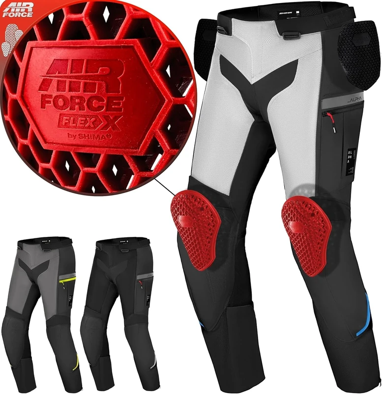 SHIMA ALPHA Motorcycle Trousers for Men AIRFORCE Knee Protectors Motorbike Armoured Waterproof Lightweight Protective Ventilated Reinforced Armored Bike Motorcycle Suit (Mens, Blue, XXL)