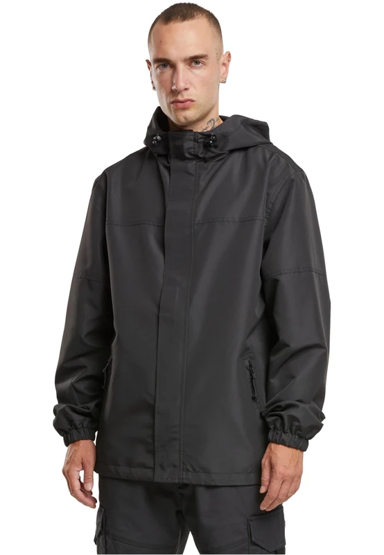 Brandit Men's Light Windbreaker Front Zip, black, 5XL
