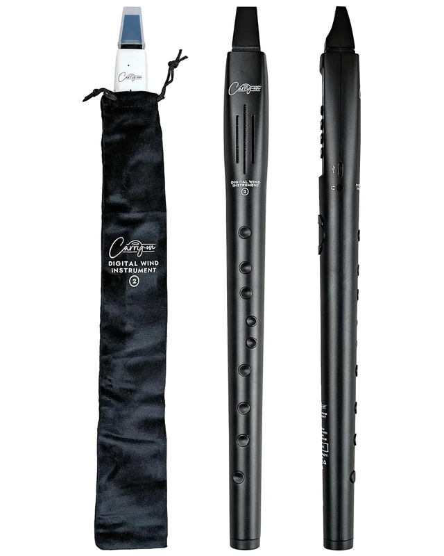 Carry-on Digital Wind Instrument 2-10 Voices, Built-In USB Rechargeable Battery, Headphones Output for Silent Practice, Midi Over Bluetooth Digital Recorder Black
