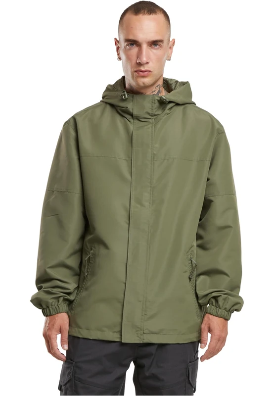 Brandit Men's Light Windbreaker Front Zip, olive, 5XL