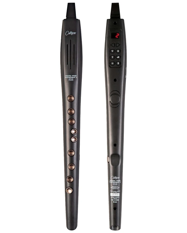 Carry-on Digital Wind Instrument 2 Plus- 20 Voices, Built-In USB Rechargeable Battery, Headphones Output for Silent Practice, Midi Over Bluetooth Digital Recorder Black
