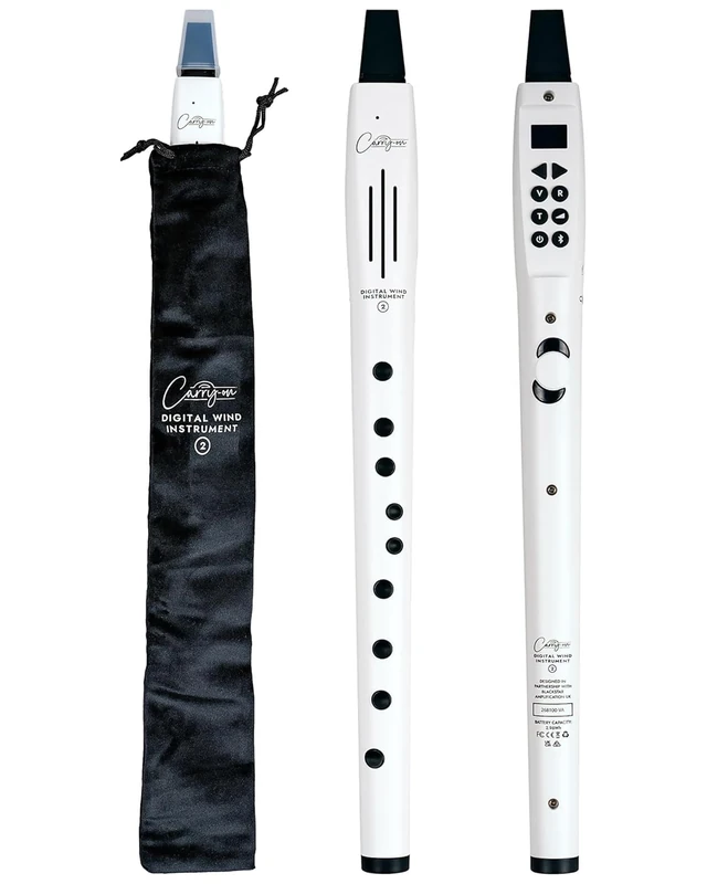 Carry-on Digital Wind Instrument 2-10 Voices, Built-In USB Rechargeable Battery, Headphones Output for Silent Practice, Midi Over Bluetooth Digital Recorder White