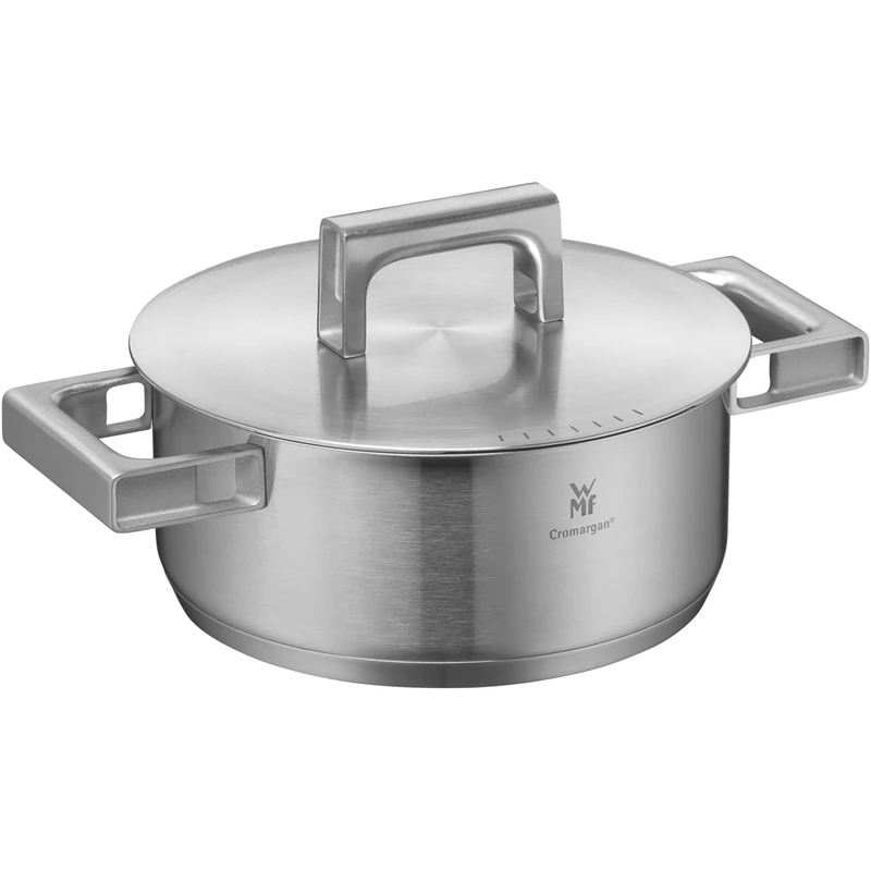 WMF Ultimate Cool Small Cooking Pot 20 cm, Stainless Steel Lid, Stewing Pot Induction 2.5 L, Cromargan Stainless Steel Matt, Heat Reducing Handles, Induction Pot with Inner Scale, Dishwasher Safe