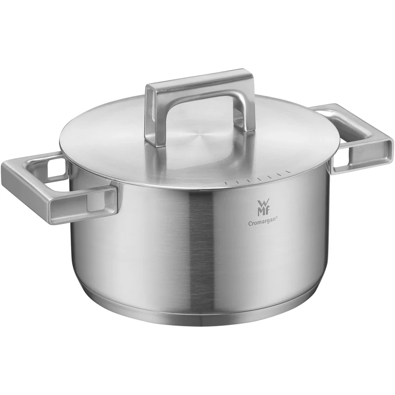 WMF Ultimate Cool Cooking Pot Large 20 cm, Stainless Steel Lid, Induction Casserole Pot 3.4 L, Matt Cromargan Stainless Steel, Heat-Reducing Handles, Induction Pot with Inner Scale, Dishwasher Safe