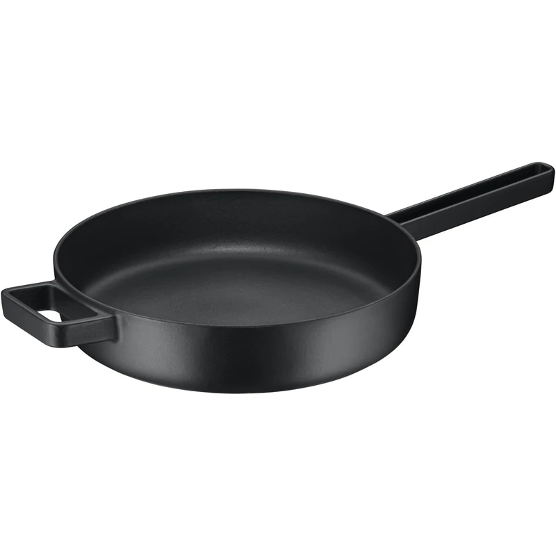 WMF Flavour Sauté Pan, 28 cm, Induction, Serving Pan, Cast Iron Induction, Enamelled Cast Iron, High Rim, Oven-Safe, Modern Elegance, Black