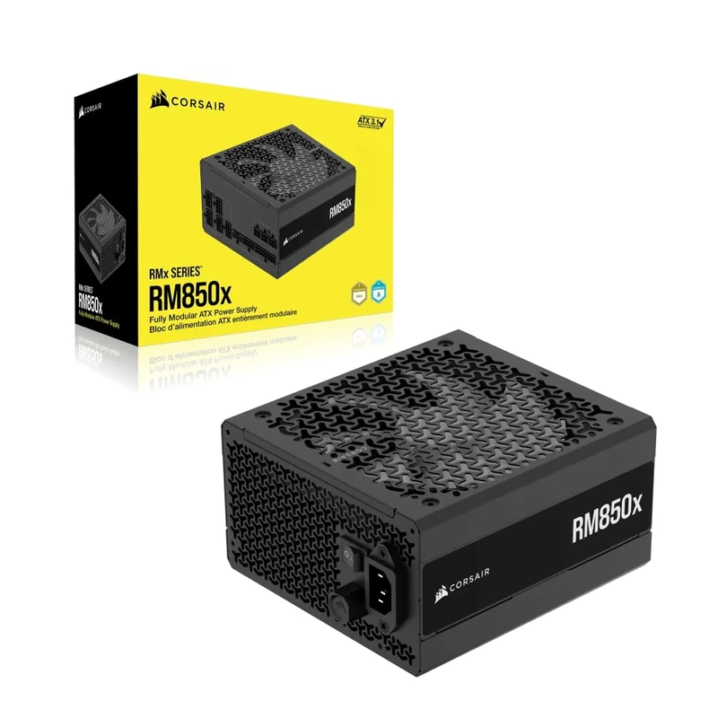 CORSAIR RM850x Fully Modular Quiet ATX Power Supply - ATX 3.1 Compliance - PCIe 5.1 Support - Cybenetics Gold Efficiency - Native 12V - 2x6 Connector - Black