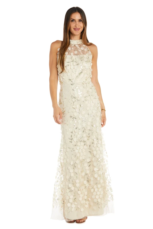 R&M Richards Women's 3D Flower Cocktail Dresses, Vanilla, 12